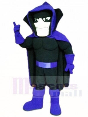 Black Phantom Ghost Specter with Purple Cape Mascot Costumes