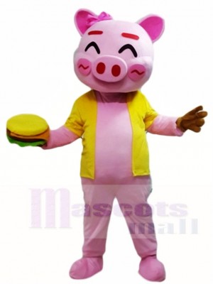 Cute Pink Happy Pig Mascot Costumes Animal