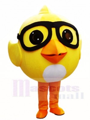 Yellow Chick with Glasses Mascot Costumes Poultry