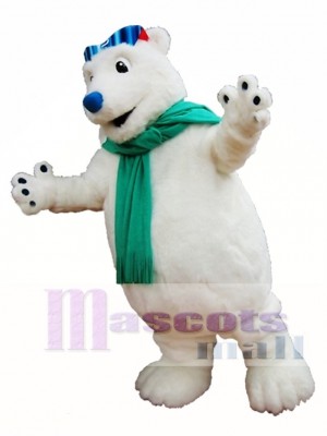 Polar Bear Mascot Costume White Bear with Scarf Mascot Costumes Animal