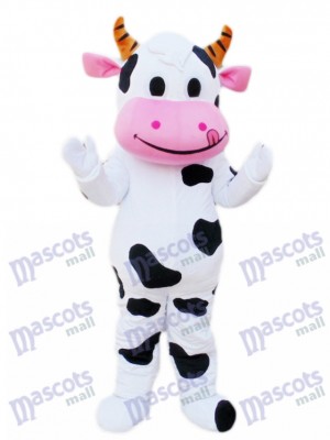 Pink Mouth Cow Mascot Costume Cartoon  