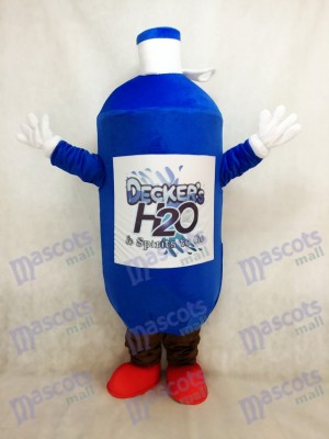 Dark Blue Water Bottle Mascot Costume with the Red Shoes 