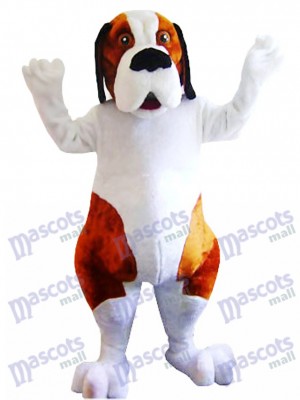 White and Brown Saint Bernard Dog Mascot Costume 