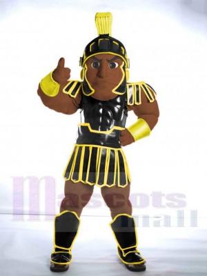 Dark Brown Skin Spartan Trojan Knight Sparty Mascot Costume People