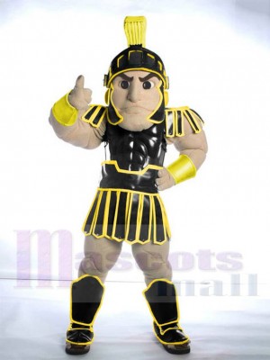 Spartan Trojan Knight Sparty Mascot Costume People wearing Black Armor