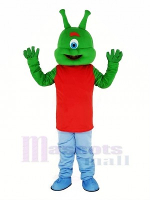 Green Alien Mascot Costume Cartoon	