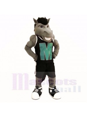 Grey Power Mustang with Black Shirt Mascot Costumes School