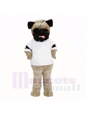 Ugly Pug Dog With White Shirt Mascot Costumes Cartoon