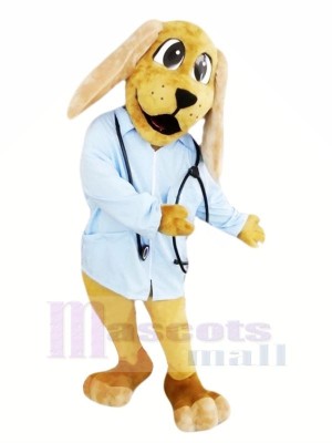 Doctor Dog with Blue Shirt Mascot Costumes Animal