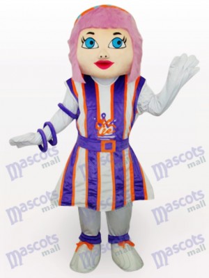 Purple Hair Girl Cartoon Adult Mascot Costume