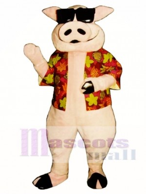 Pig Piglet Hog with Hawaiian shirt & Sunglasses Mascot Costume Animal 