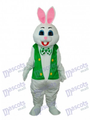 Easter Rabbit with Green Vest Mascot Adult Costume Animal 