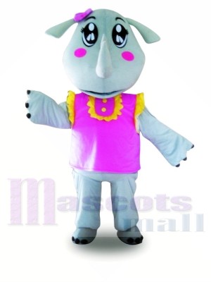 Pink Vest Rhinoceros Mascot Costumes