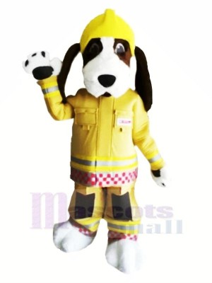 Fire Brigade Dog with Yellow Hat Mascot Costumes