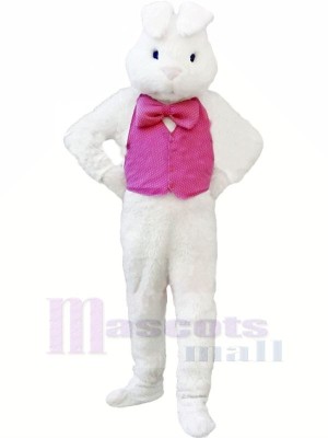 White Bunny Rabbit with Pink Vest Mascot Costumes Animal