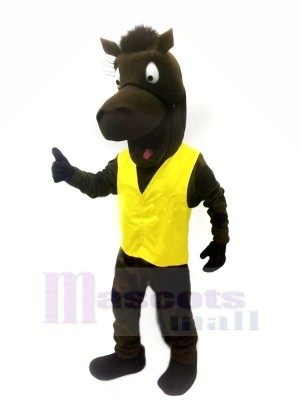 Black Horse with Yellow Vest Mascot Costumes