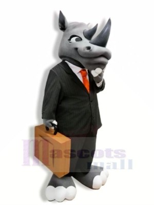 Gentleman Grey Rhino Mascot Costumes Adult