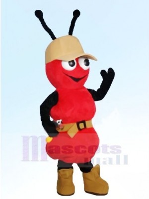 Red Ant with Hat Mascot Costumes Cartoon