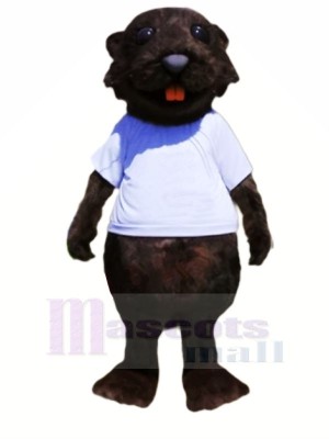 Sporty Beaver Black Mascot Costumes Cartoon	