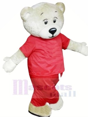 White Bear with Red Suit Mascot Costumes	