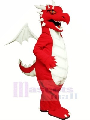 Red Dragon with White Wings Mascot Costumes Cartoon