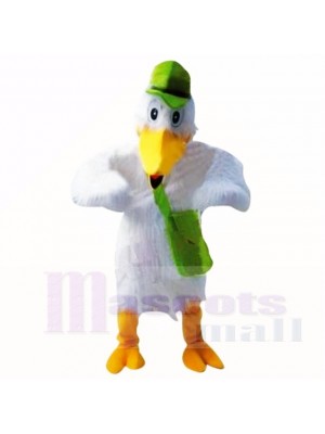 Stork with Green Hat Mascot Costumes Cartoon