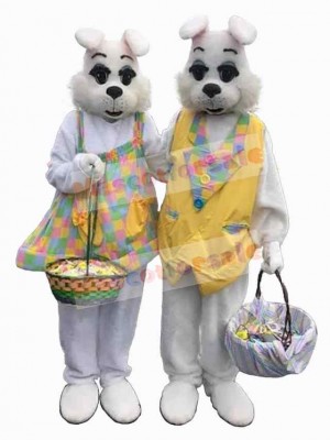 White Easter Bunny Couple Mascot Costume Animal