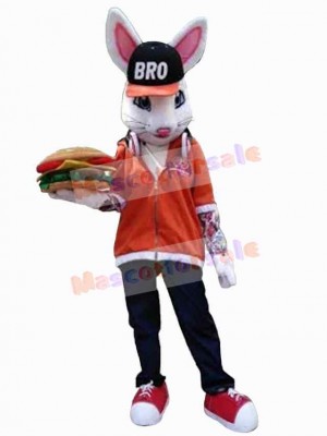 Rabbit with Black Hat Mascot Costume Animal