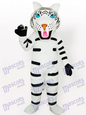 White Tiger with Black Stripes Adult Mascot Costume Type B