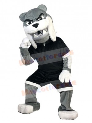 Gray and Black Bulldog Dog Mascot Costume Animal