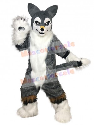 Cartoon Grey Husky Dog Mascot Costume Animal