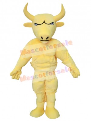 Yellow Muscle Bull Mascot Costume Animal