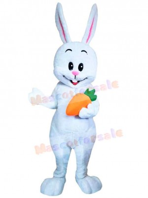 Happy White Bunny Mascot Costume Animal