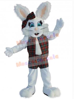 Happy White Bunny Mascot Costume Animal