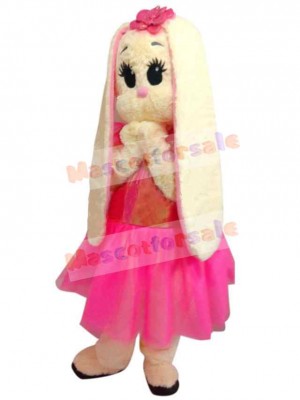 Pink Dress Bunny Mascot Costume Animal