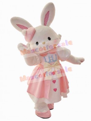 Pink Dress Rabbit Mascot Costume Animal