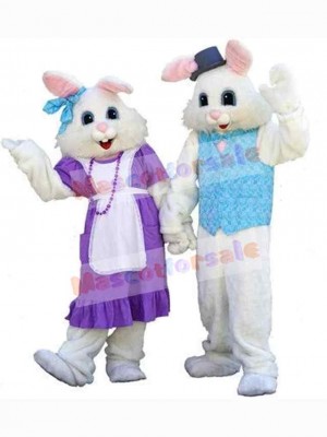 Lovely Bunny Couple Mascot Costume Animal