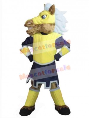 Mustang Horse in Yellow Vest Mascot Costume Animal