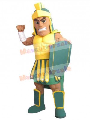 Green and Yellow Spartan Mascot Costume People