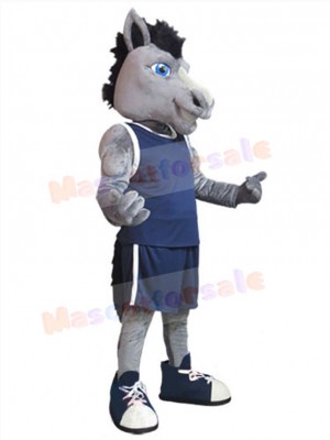 Horse with Blue Vest Mascot Costume Animal