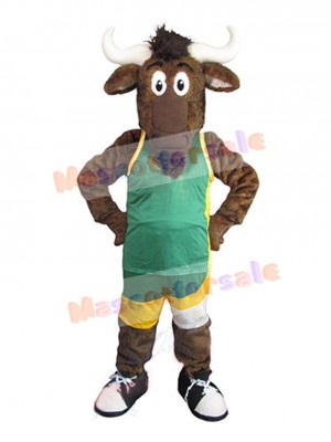 Bull in Green Vest Mascot Costume Animal