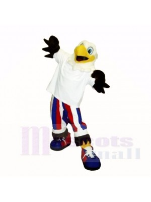 Smiling White Freedom Eagle Mascot Costumes Cartoon