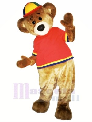 Brown Bear in Red Mascot Costumes Cartoon
