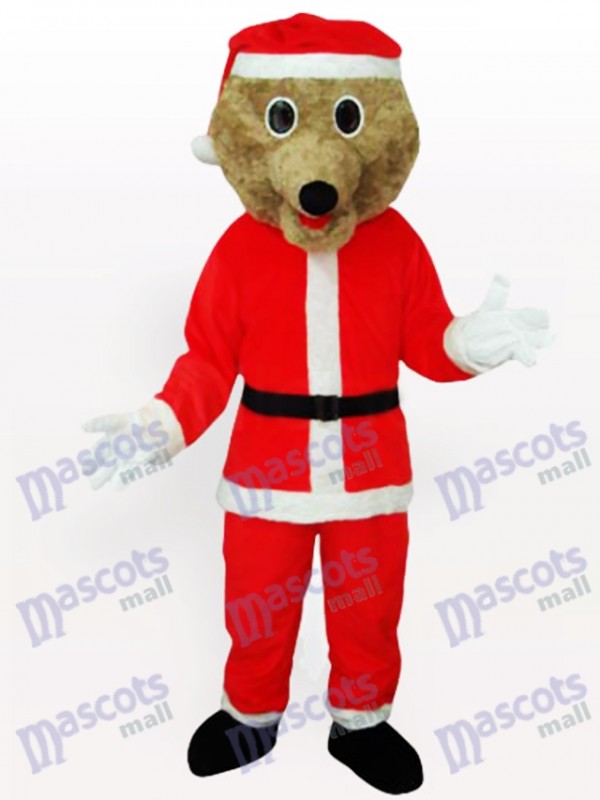 Grey Bear in Santa Outfit Adult Mascot Costume