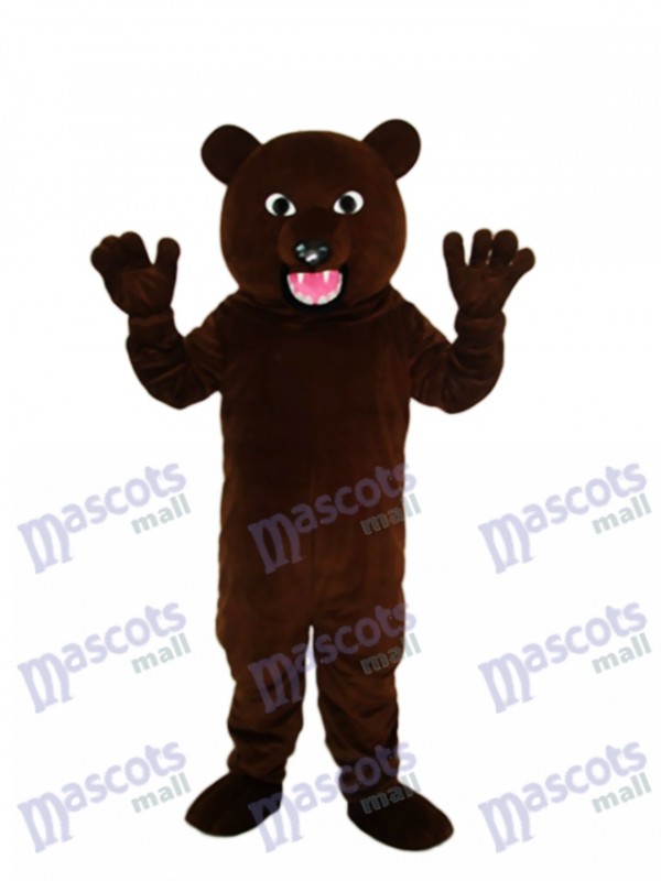 Black Brown Bear with Sharp Tooth Mascot Adult Costume