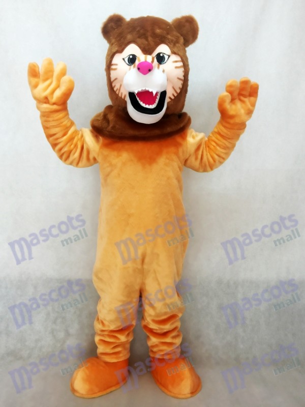 Lion Mascot Costume with Dark Brown Mane