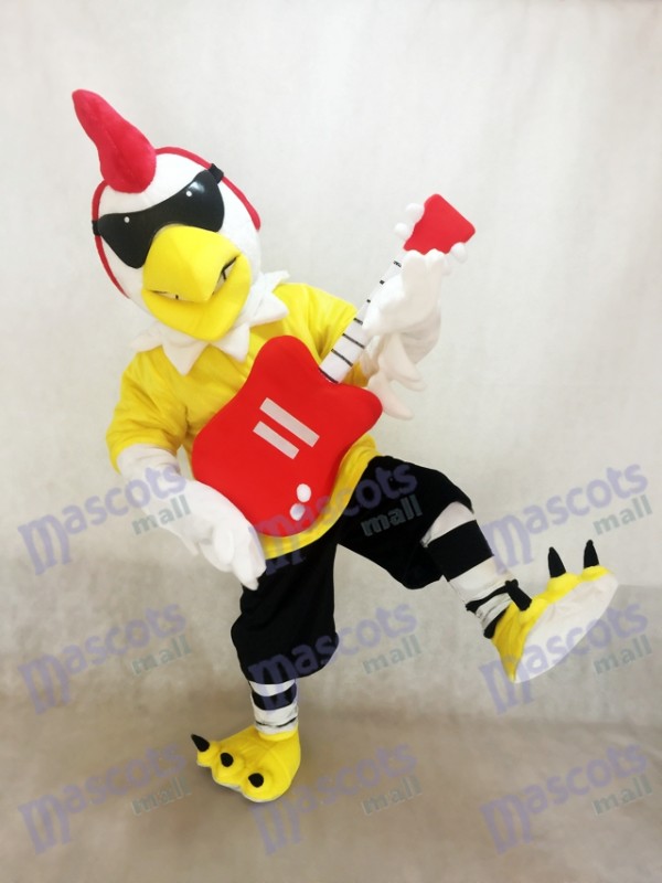 Rooster with Guitar Rockin Chicken Mascot Costume Mascot Costume