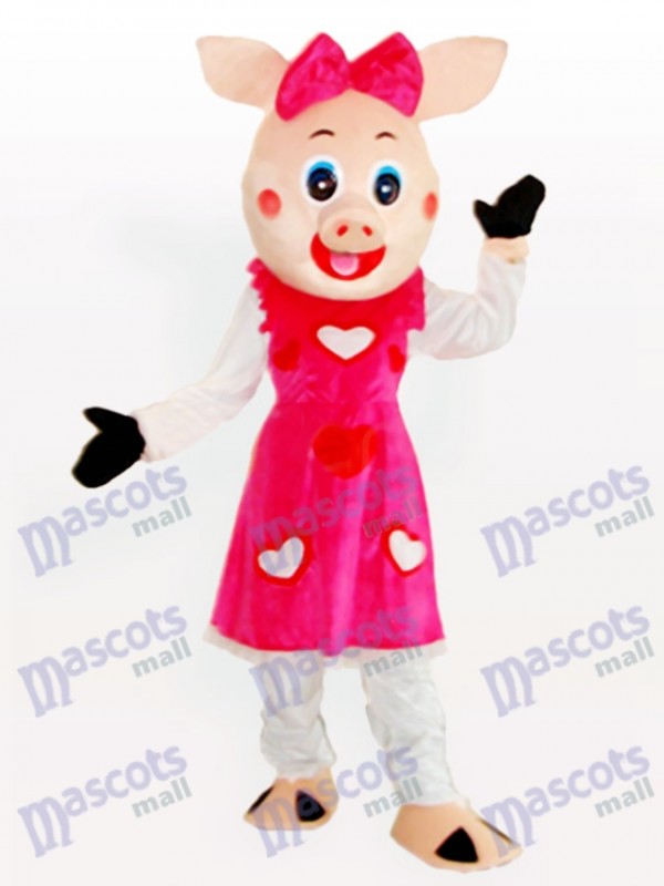 Smiling Piggy Girl Adult Animal Mascot Costume
